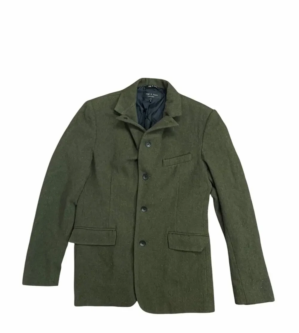 Rag & Bone Men's 38 Army Green Wool Blazer Lined Jacket EUC
